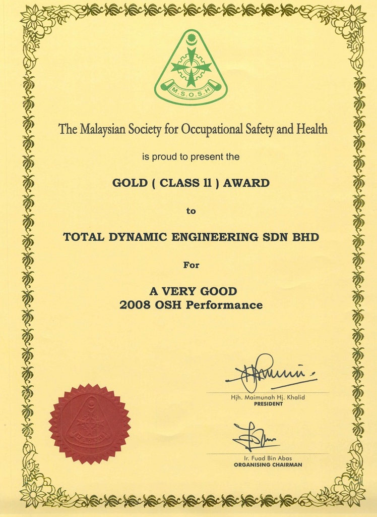2008 MSOSH Gold (Class II) Award